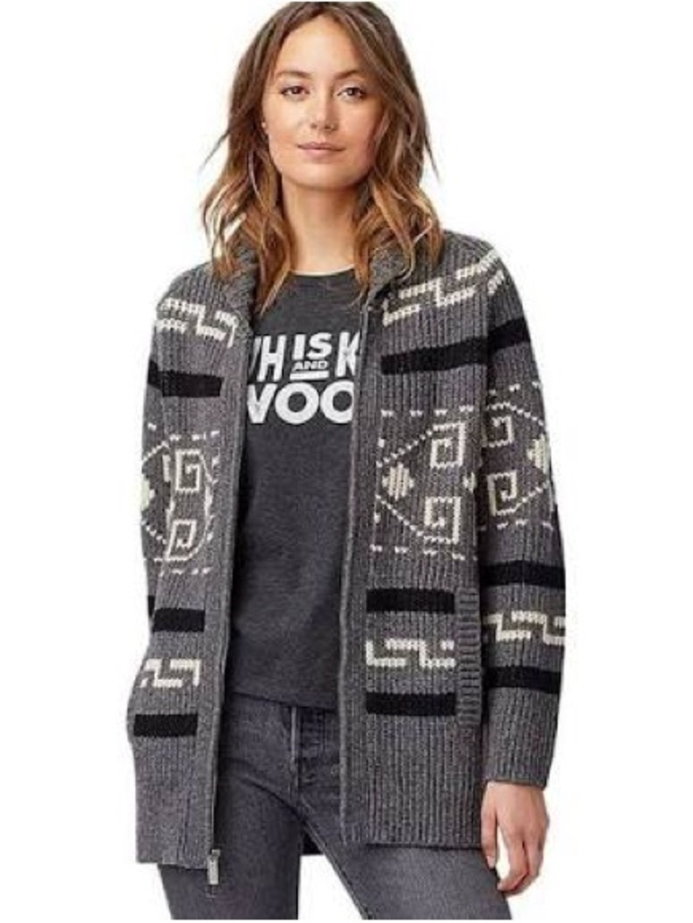 Pendleton westerley wool cardigan women’s grey XS zip front “the dude” sweater - Picture 2 of 8
